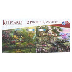 Set of 2 Keepsakes 1000pcs Puzzle | Country Welcome & Dogwood Cottage New Sealed